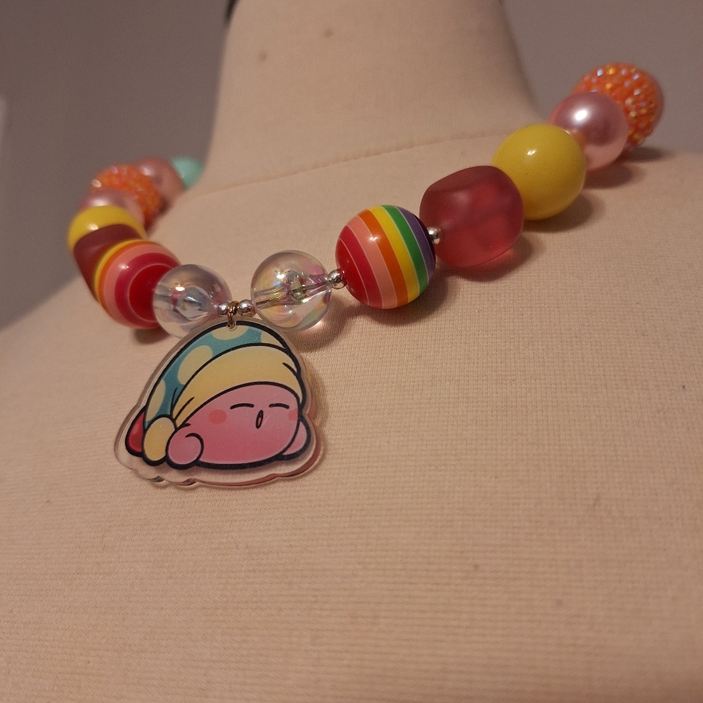 Kirby Bubblegum Beaded Necklace Pop New